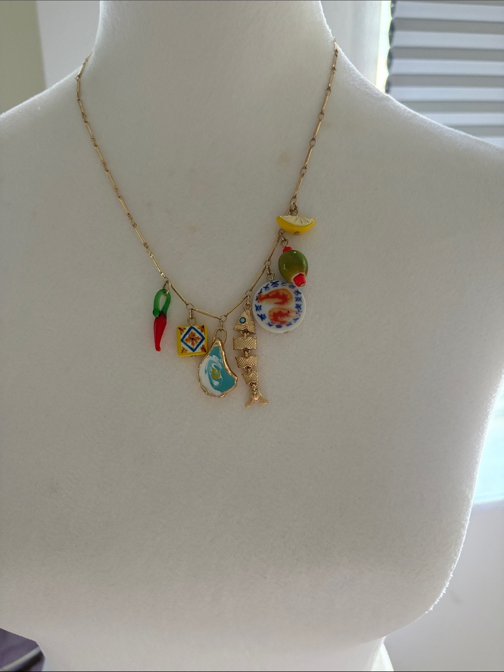 T.J.Maxx Gold-tone Multicolor Enamel Charm Necklace